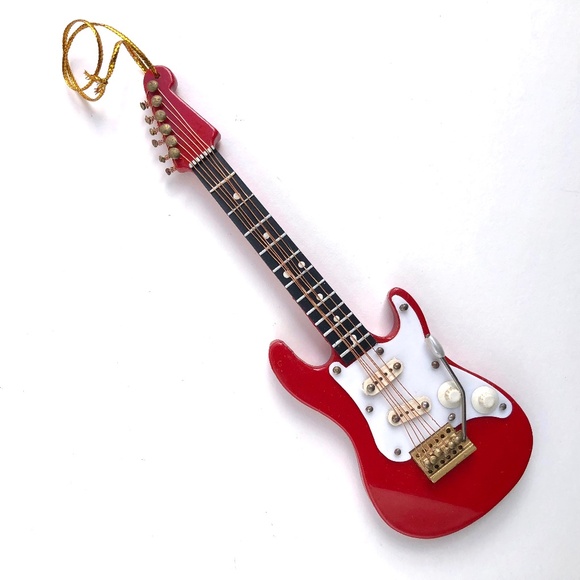 Mini Electric Guitar Fender Instrument Hanging Ornament Red Broadway Gifts music - Picture 2 of 13